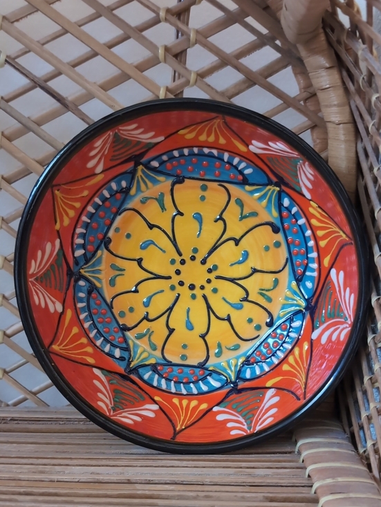 El Poyeton Other - El Poyeton Hand-Painted Ceramic Decorative Bowl - Cream & Blue Multicolor